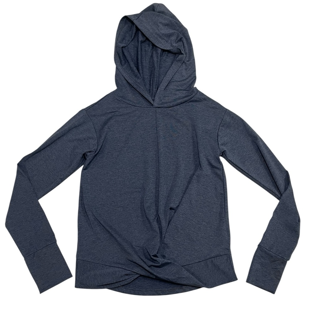 EUC Runway Twist Front Hooded Athletic Shirt Size M (8-10).